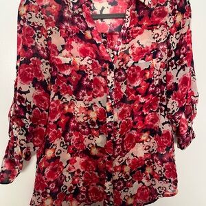 Express Red Floral Blouse